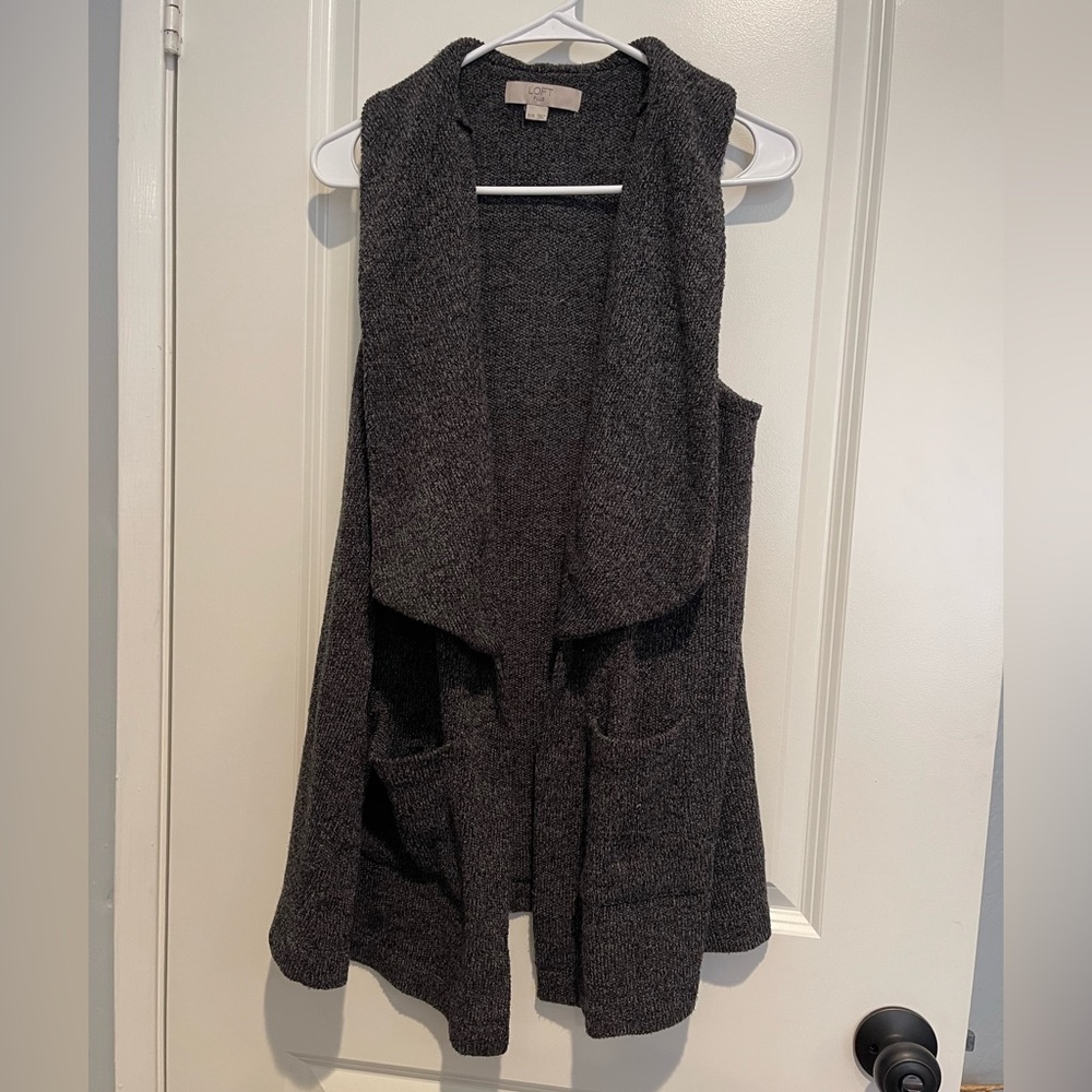 Loft plus. Gray Cardigan vest great used condition. Size 16/18